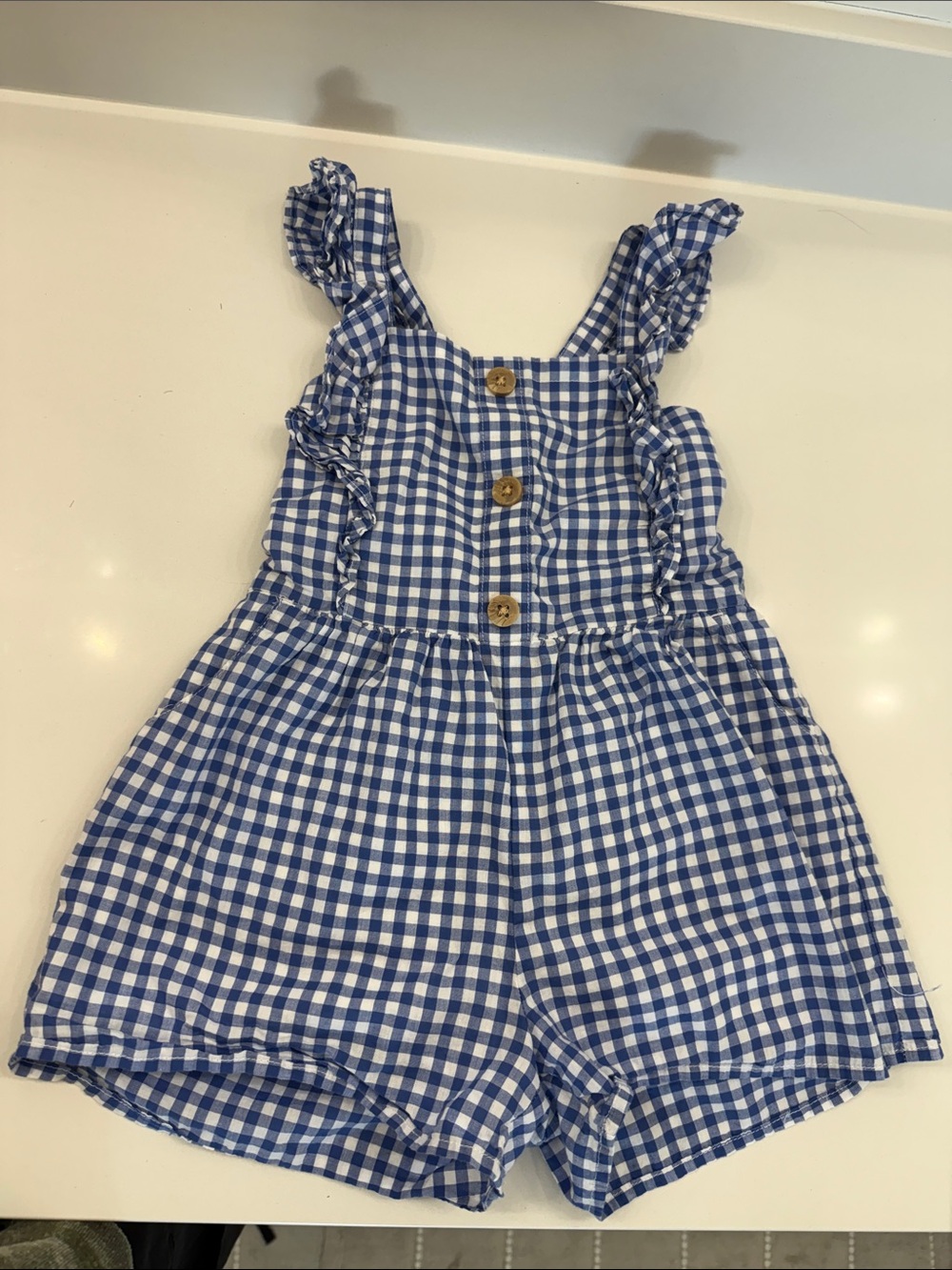 Janie and Jack Blue Gingham Ruffle Romper